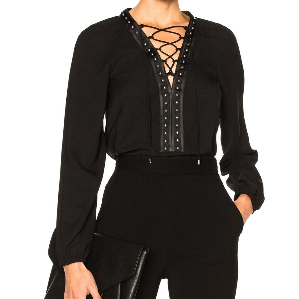 Italian Made Luxury Design Altuzarra "Yuba" Long Sleeve Studded Top Size…‎